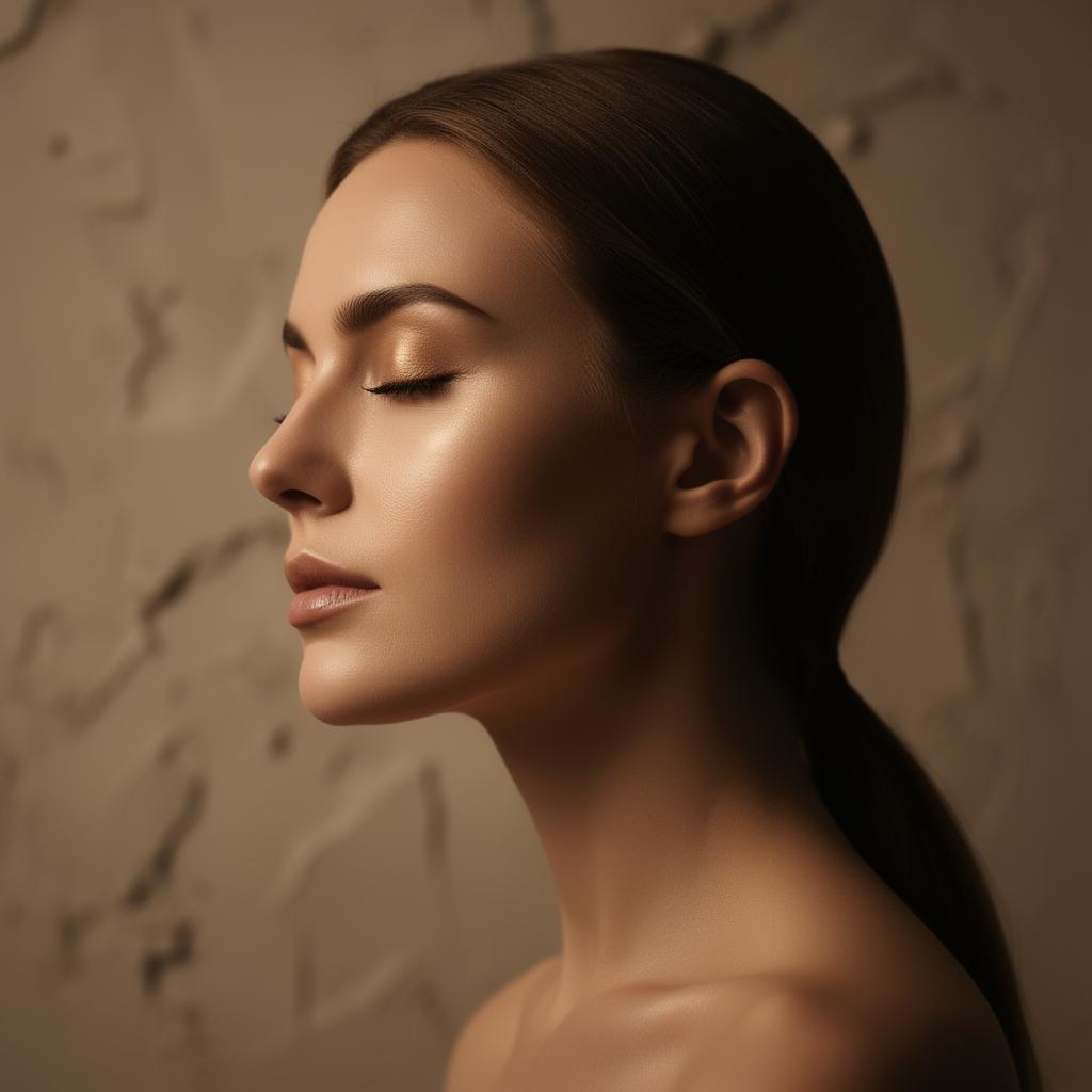 Serene profile in champagne light — THEIA aesthetic medicine